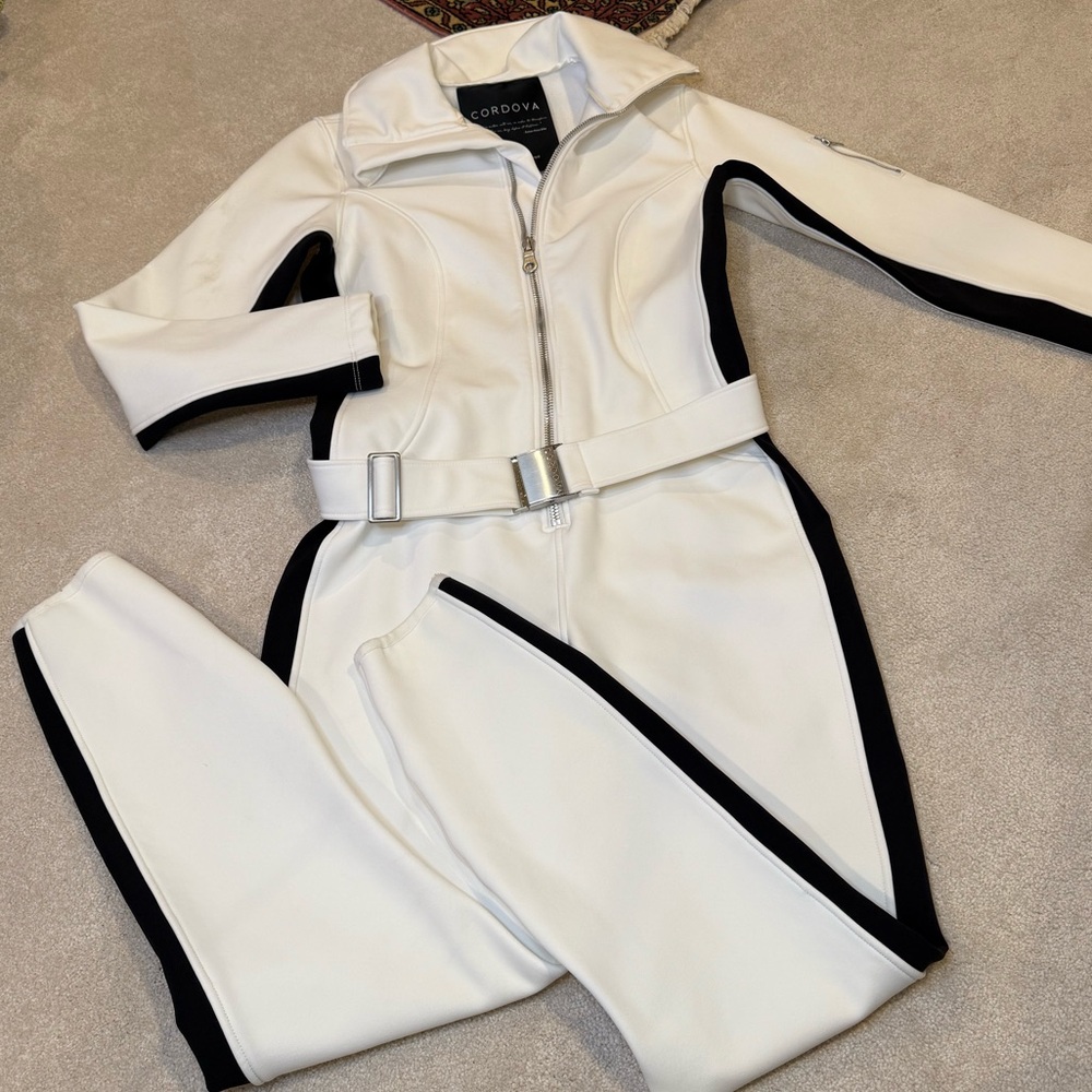 NWT Cordova Signature Belted White Ski Suit Size L